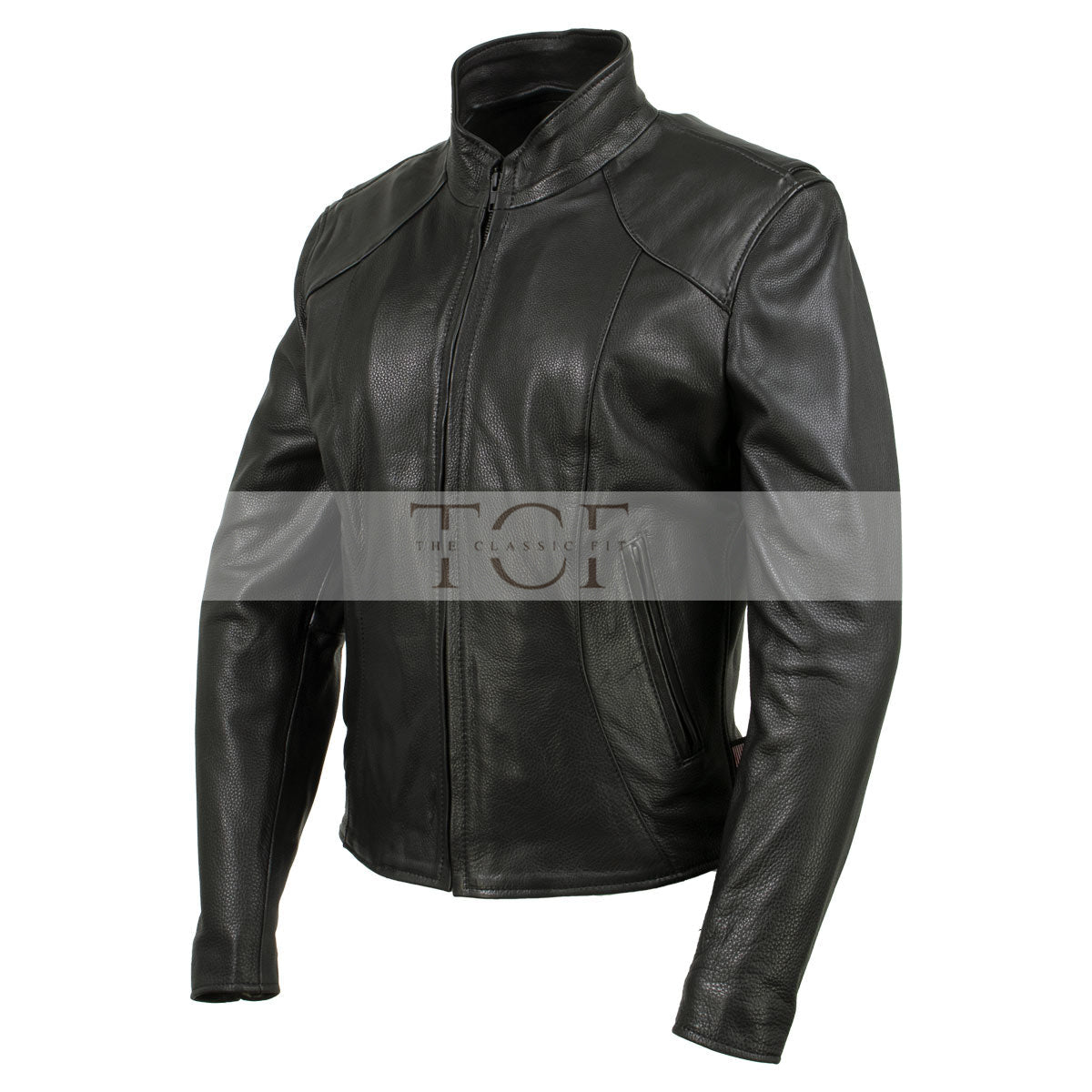Women's Café Racer Motorcycle Leather Jacket | Black