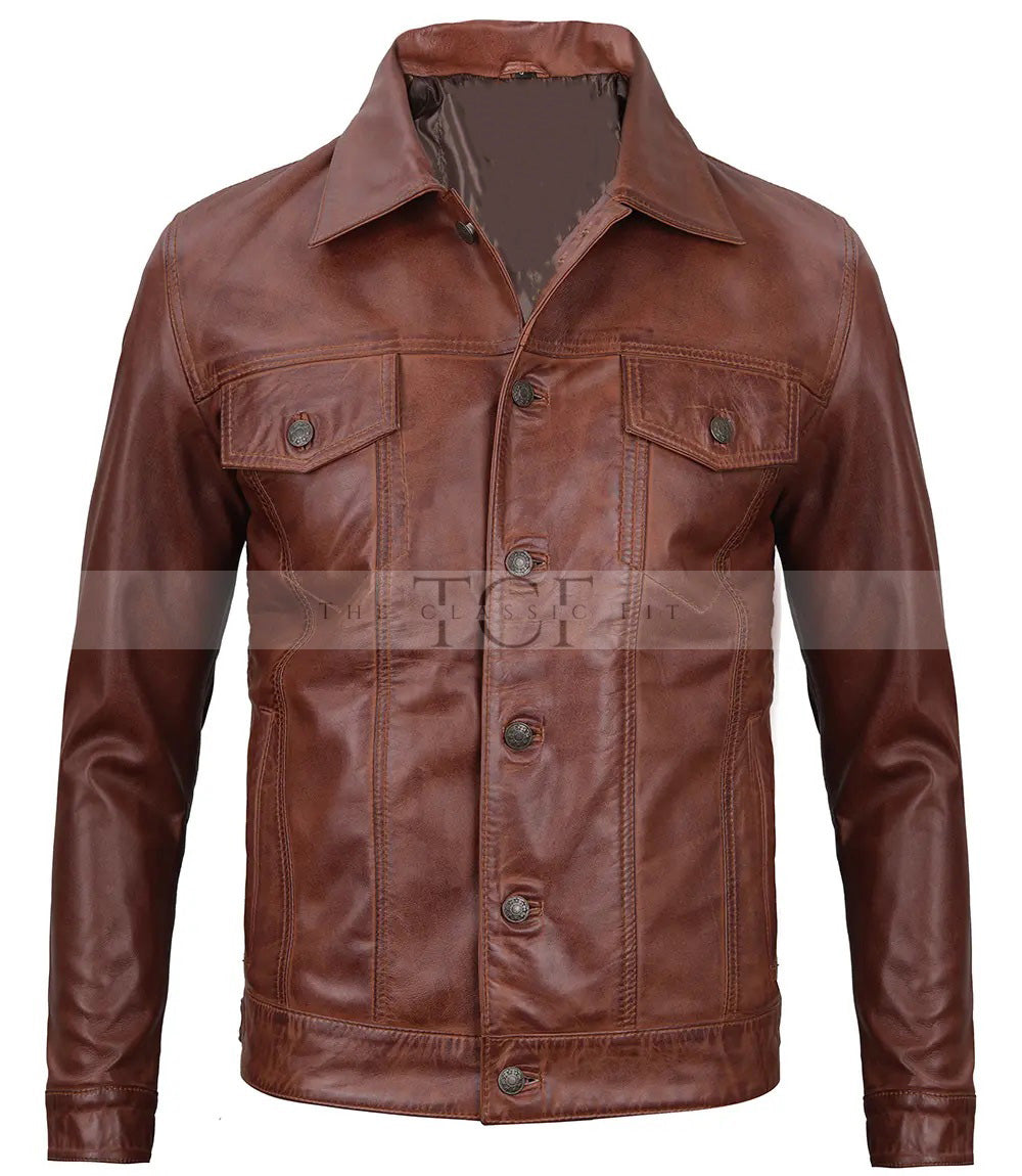 Men's Leather Casual Jacket | Brown