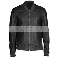 Men's  Leather Bomber Jacket | Black