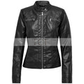 Women's Biker Style Leather Jacket | Black