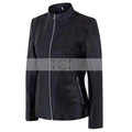 Women's Genuine Café Racer Sheepskin Motorcycle Leather Jacket, YKK Zipper | Black
