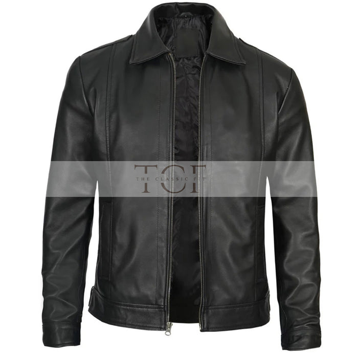 Men's Vintage Harrington Leather Jacket | Black
