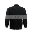 Men's  Suede Leather Bomber Jacket | Black