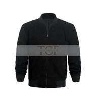 Men's  Suede Leather Bomber Jacket | Black