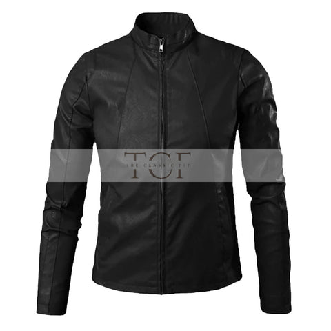Men's  Leather Biker Jacket | Black