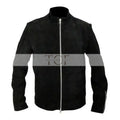 Men's Suede Leather Jacket, Zip Front | Black