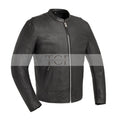 Men's  Leather Motorcycle Jacket with Zipper Closure | Black
