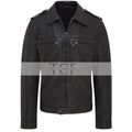 Men's Biker Style Leather Jacket | Black