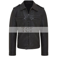 Men's Biker Style Leather Jacket | Black