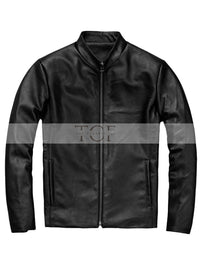 Men's Moto Racer Leather Jacket | Black
