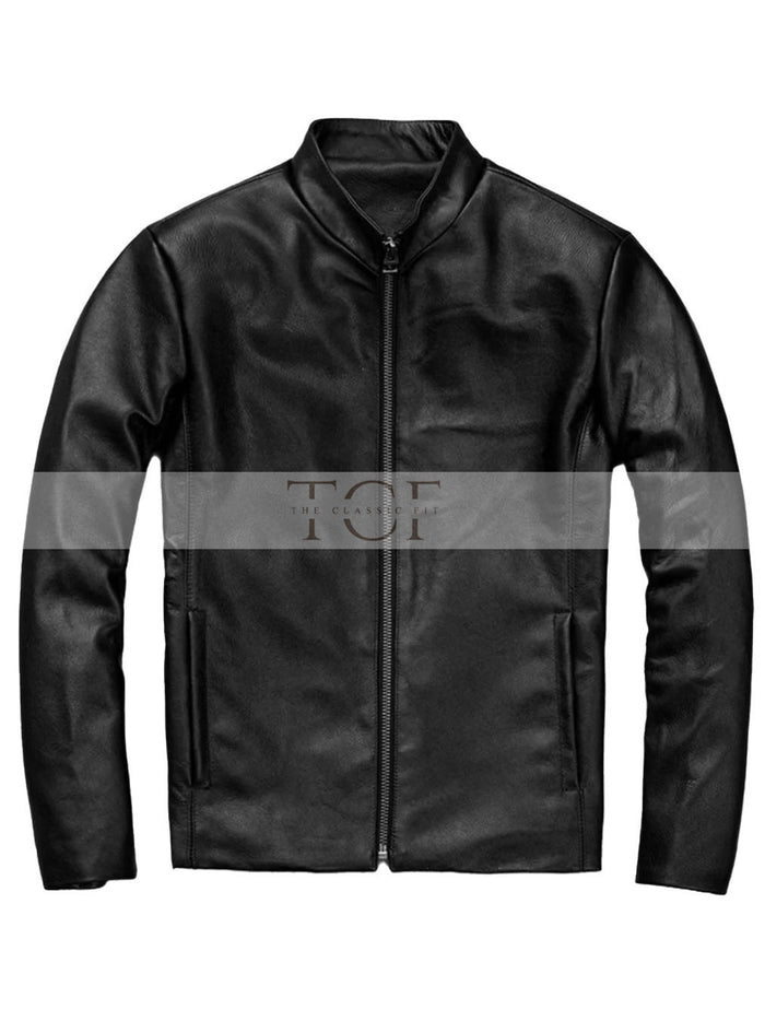 Men's Moto Racer Leather Jacket | Black