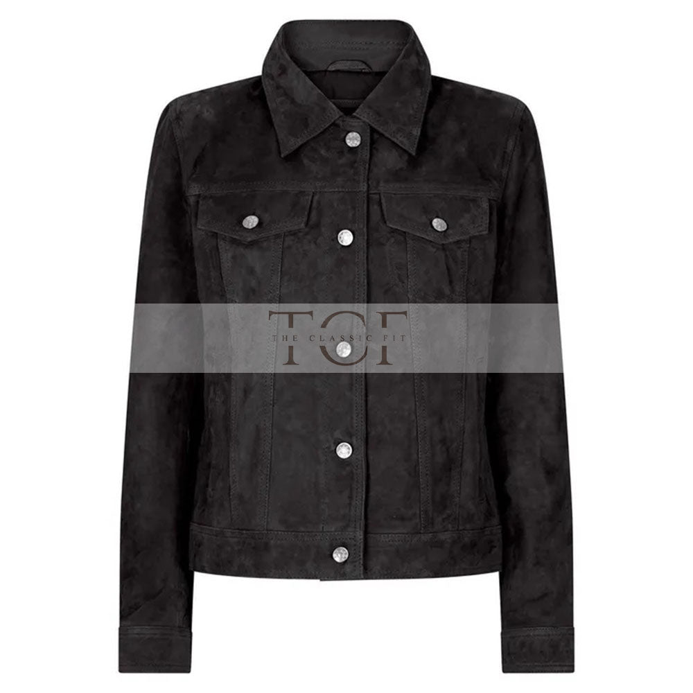 Women's Suede Vintage Jacket, Leather Biker Style | Black & Brown