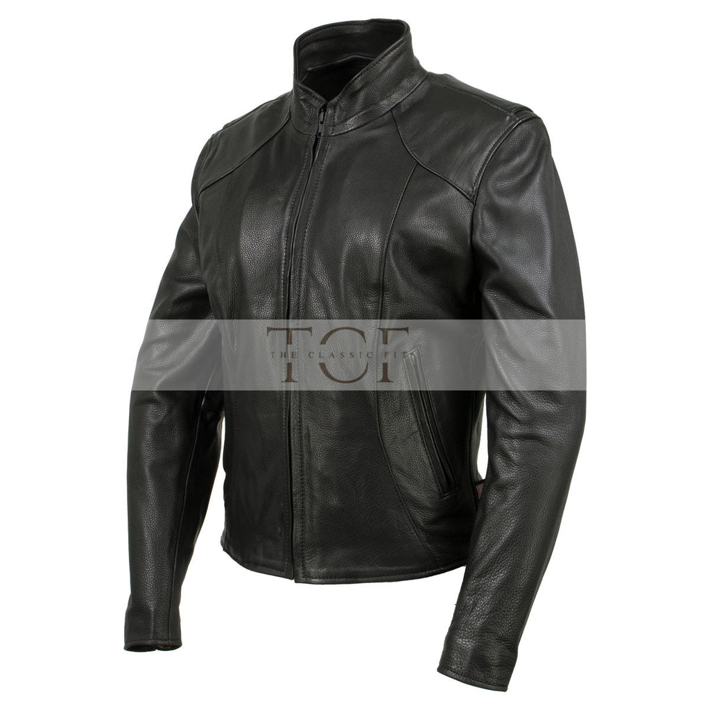 Women's Café Racer Motorcycle Leather Jacket | Black