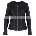Women's Biker Leather Jacket Zip-Up | Black