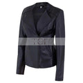 Women's Motorcycle Jacket Zip Front with Lapel Collar | Black