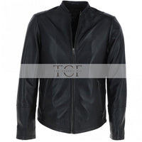 Men's Café Racer Style Leather Jacket | Black