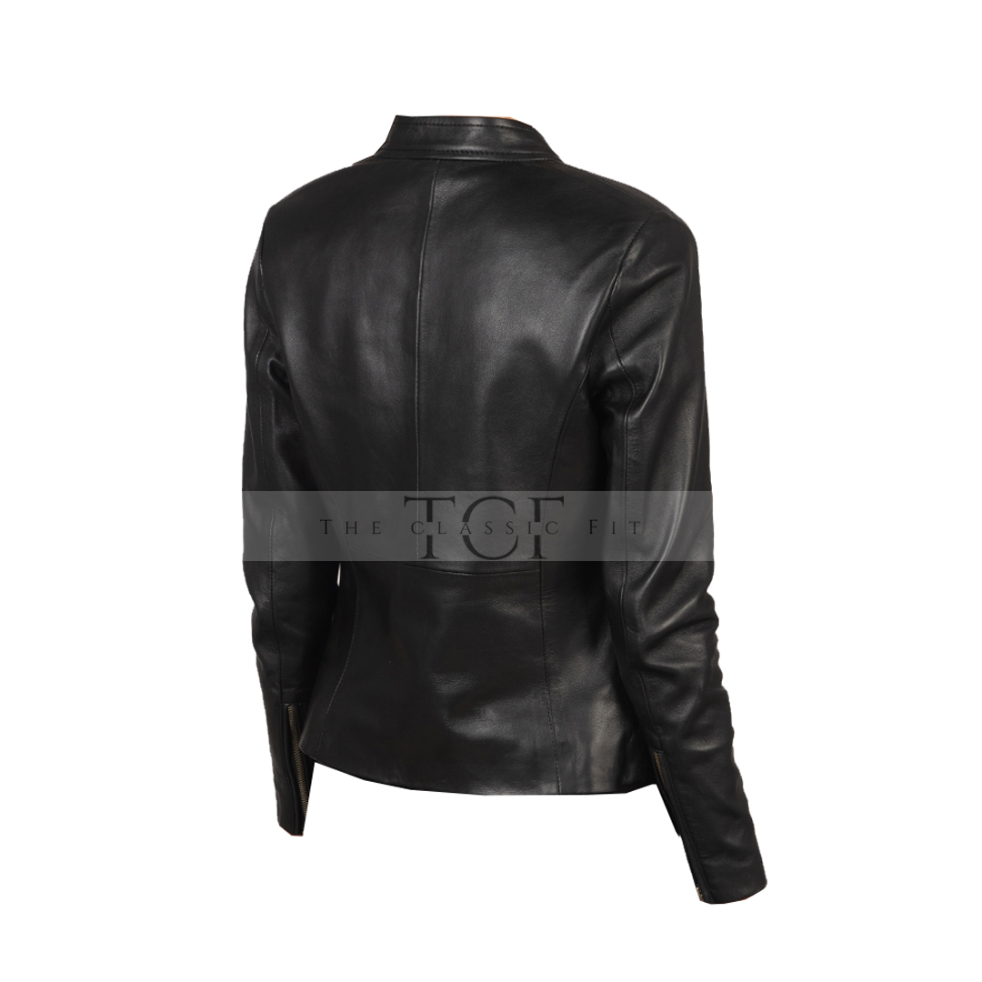Women Black Biker Leather Jacket | Black