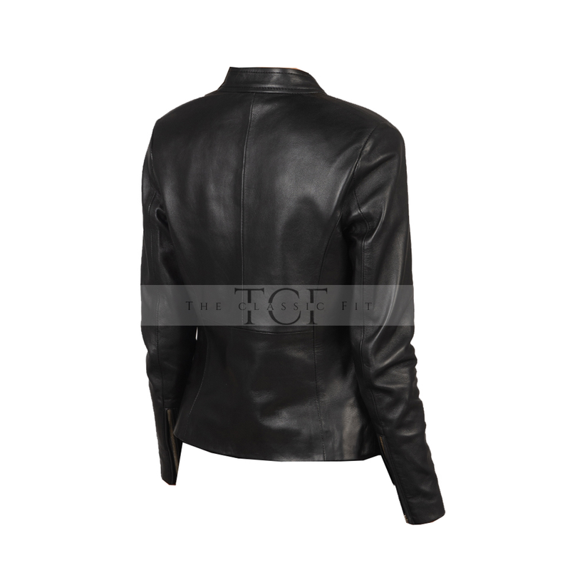 Women Black Biker Leather Jacket | Black