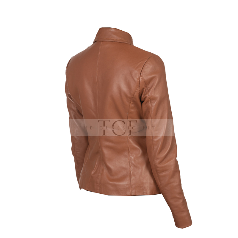 Women's Cafe Racer Leather Jacket | Brown
