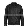 Men's Leather Zip-Up Jacket, Biker Style | Black