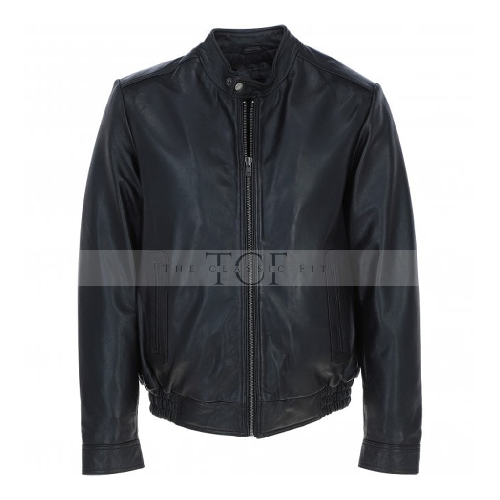 Men's Genuine Leather Bomber Jacket | Black