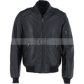Men's Leather Bomber Jacket, Zip Front, Multiple Pockets | Black