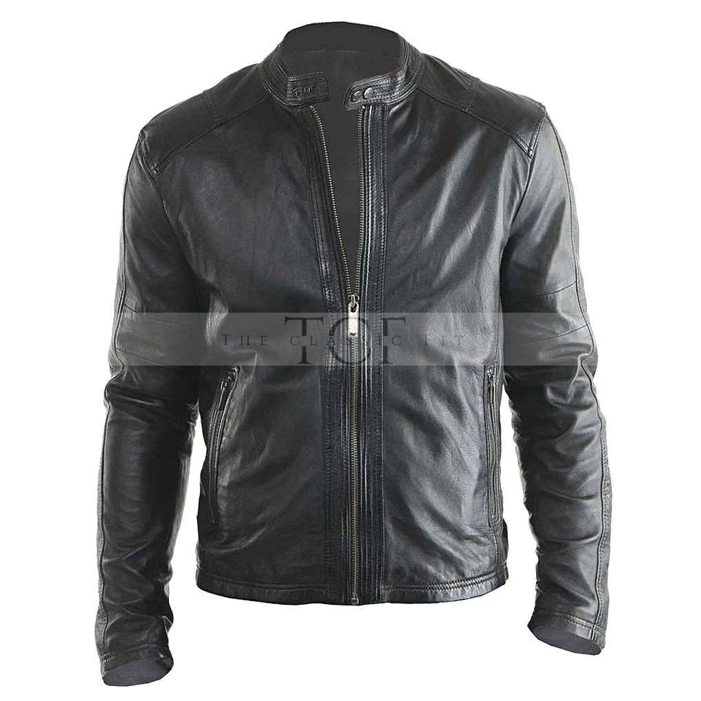 Men's Pure Leather Biker Jacket | Black