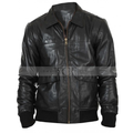 Men's Real Lambskin Leather Bomber Jacket | Black