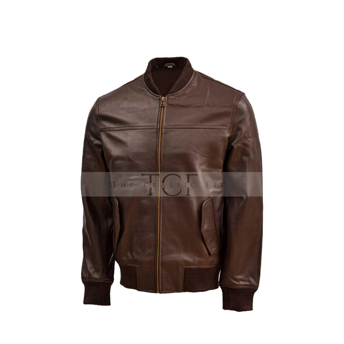 Men's Biker Pure Leather Jacket | Brown