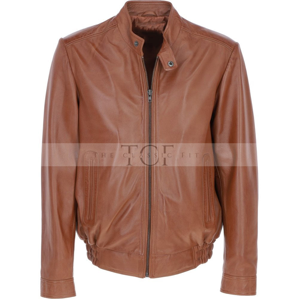 Men's Genuine Leather Bomber Jacket | Brown