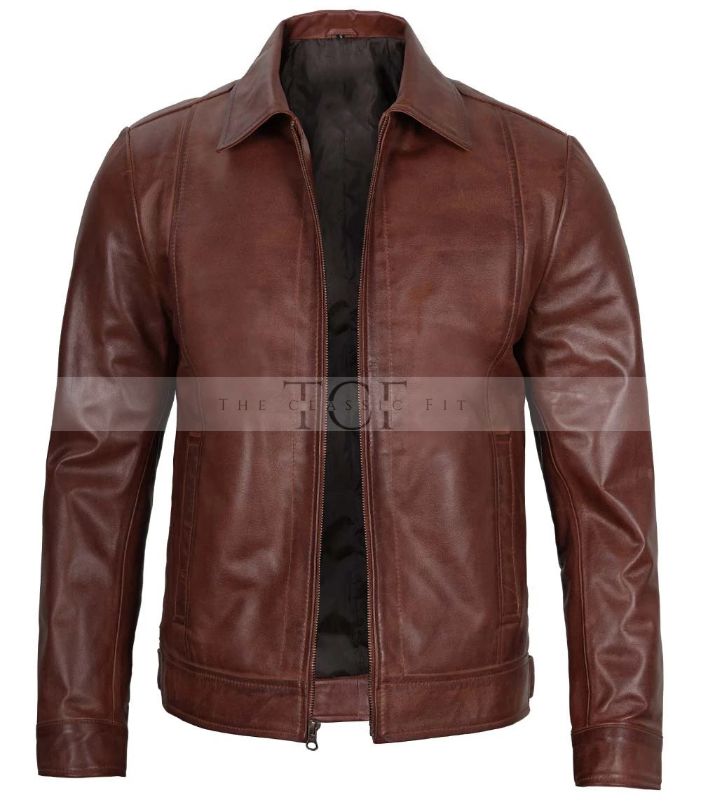 Men's Genuine Harrington Leather Jacket | Brown
