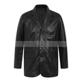 Men's Genuine Leather Blazer Coat | Black