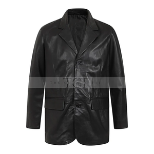 Men's Genuine Leather Blazer Coat | Black