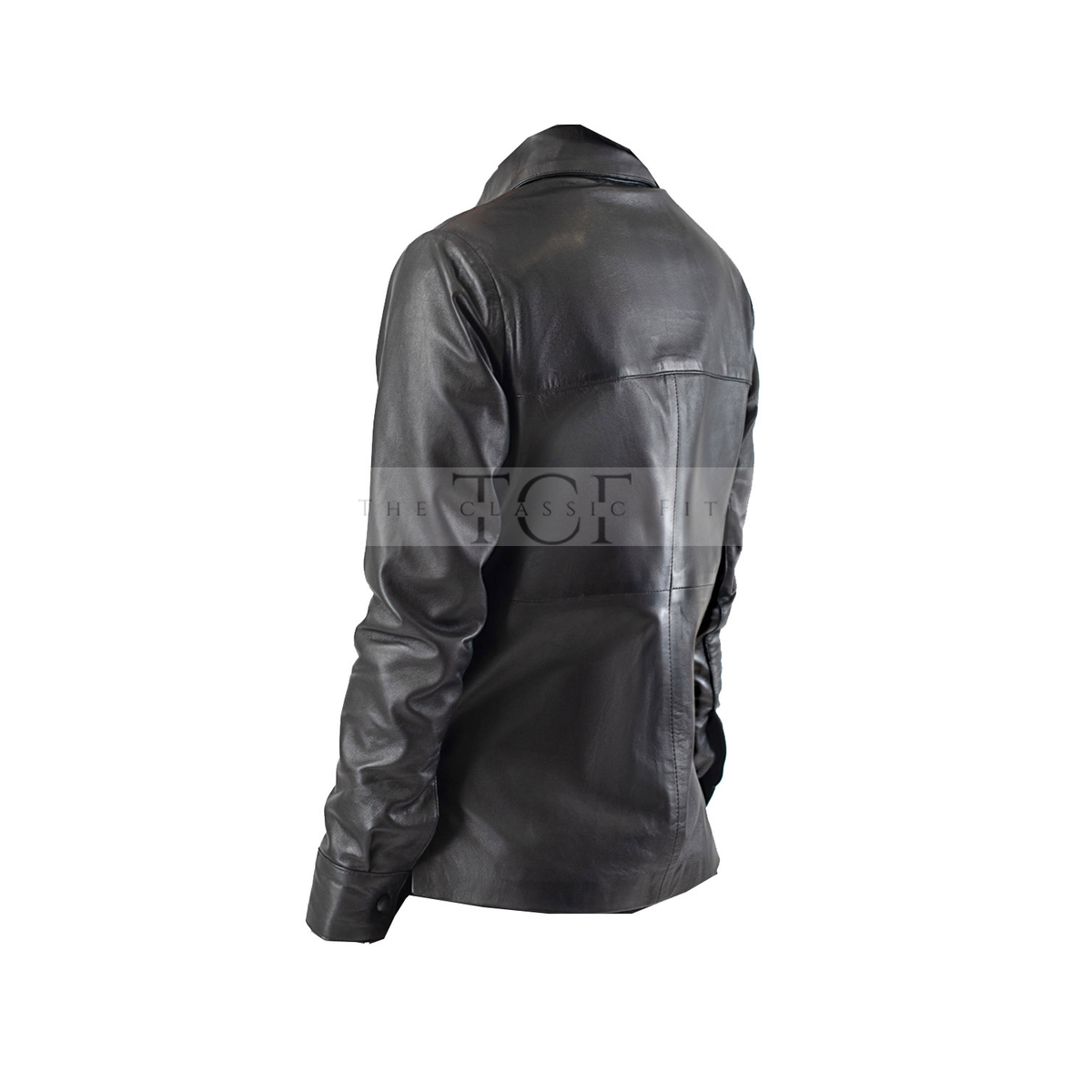 Women's Leather Shirt Collar Leather Jacket | Black