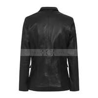 Women's Leather Blazer Coat | Black