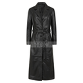 Women's Real Leather Trench Coat | Black
