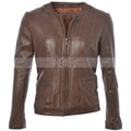 Women Motorcycle Leather Jacket | Brown