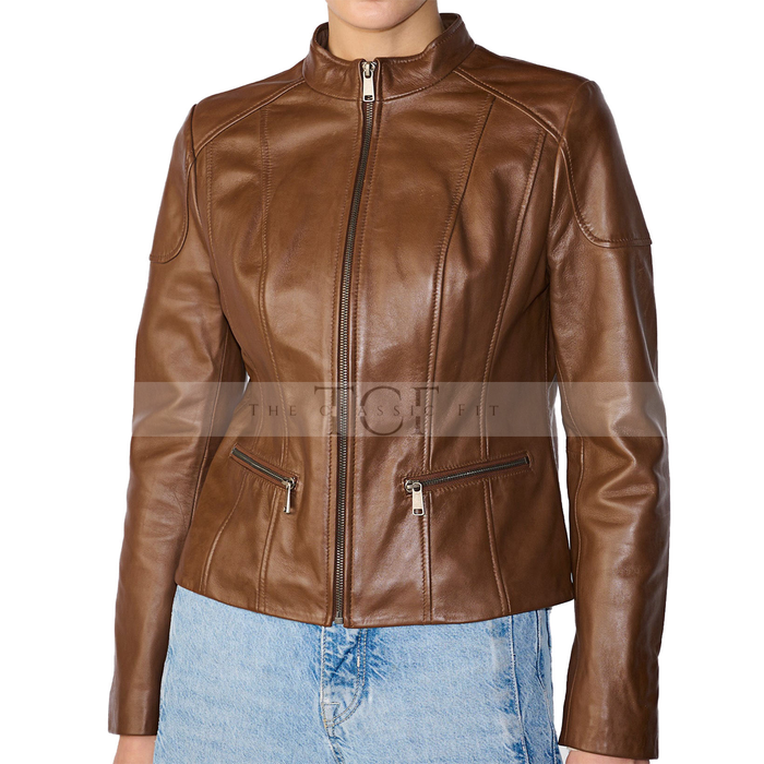 Women's Scuba Leather Jacket | Brown