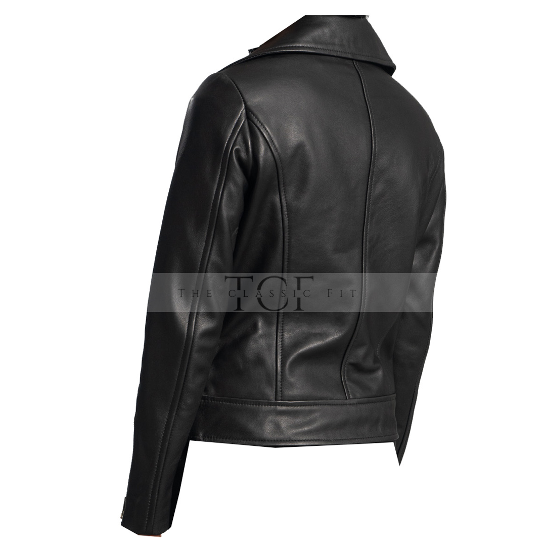 Women Asymmetrical Leather Jacket | Black