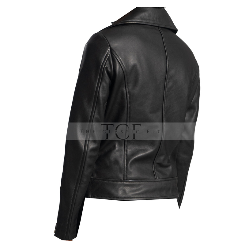 Women Asymmetrical Leather Jacket | Black