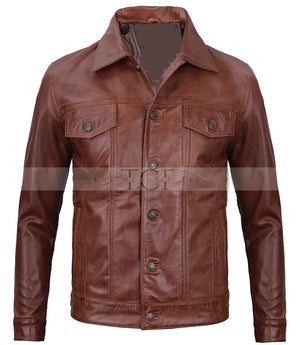 Men's Leather Casual Jacket | Brown