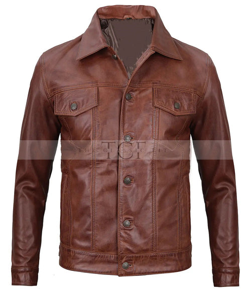 Men's Leather Casual Jacket | Brown