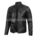 Men's  Biker Genuine Leather Moto Racer Jacket | Black