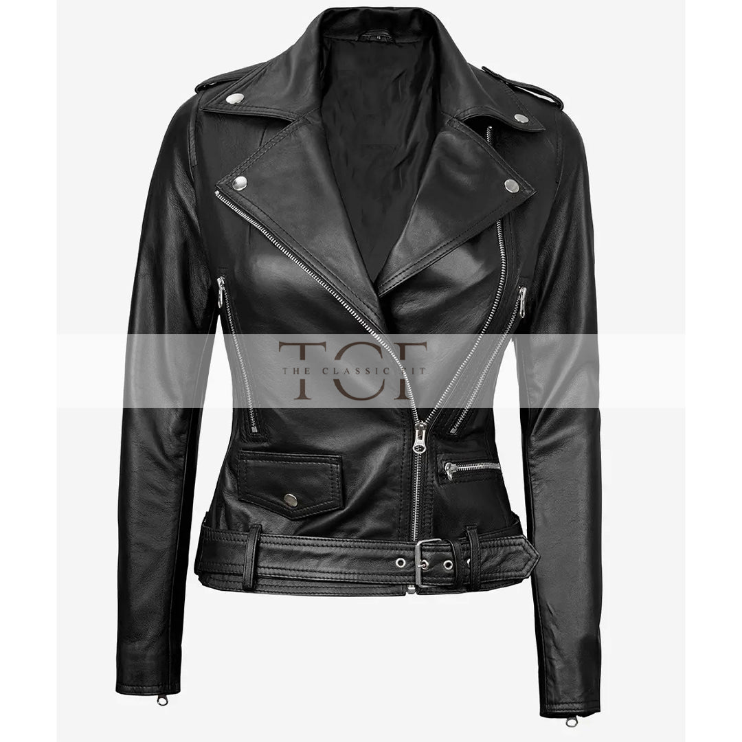 Women's Motorcycle Leather Jacket | Black