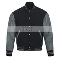 Men's Bomber Leather Jacket | Black/Grey