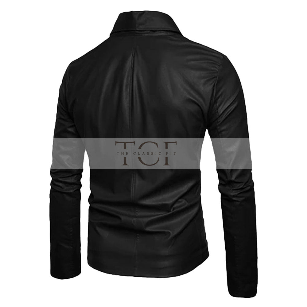 Men's  Leather Biker Jacket | Black