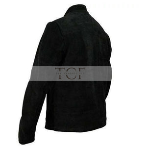 Men's Suede Leather Jacket, Zip Front | Black