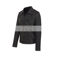 Men's Biker Style Leather Jacket | Black