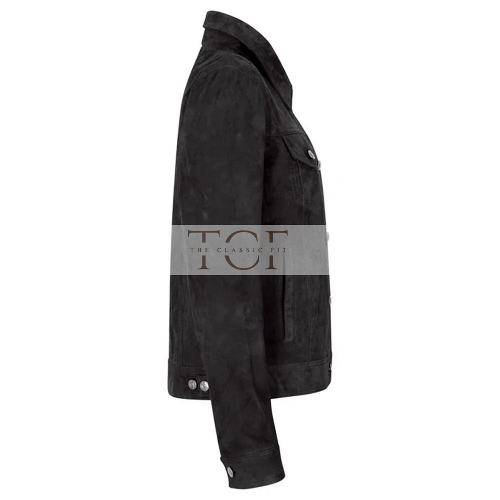 Women's Suede Vintage Jacket, Leather Biker Style | Black & Brown