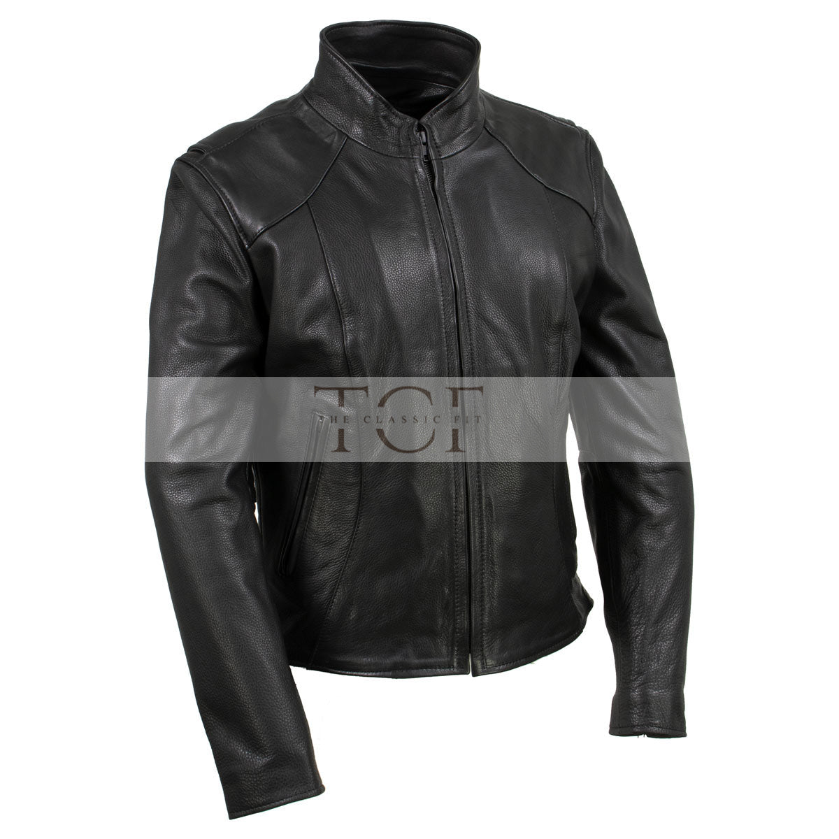 Women's Café Racer Motorcycle Leather Jacket | Black